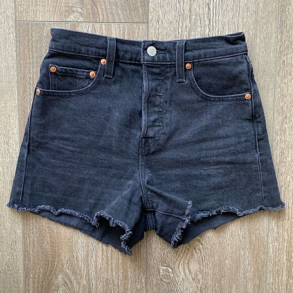 Levi's Pants - Levi’s Ribcage High Waisted Cutoff Shorts in Black Bayou Washed Black